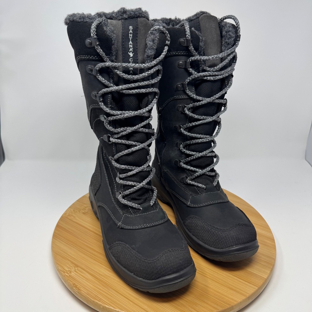 Santana Canada Winter Boots Women 8 Black Waterproof Lace Up Suede Tall Gorpcore